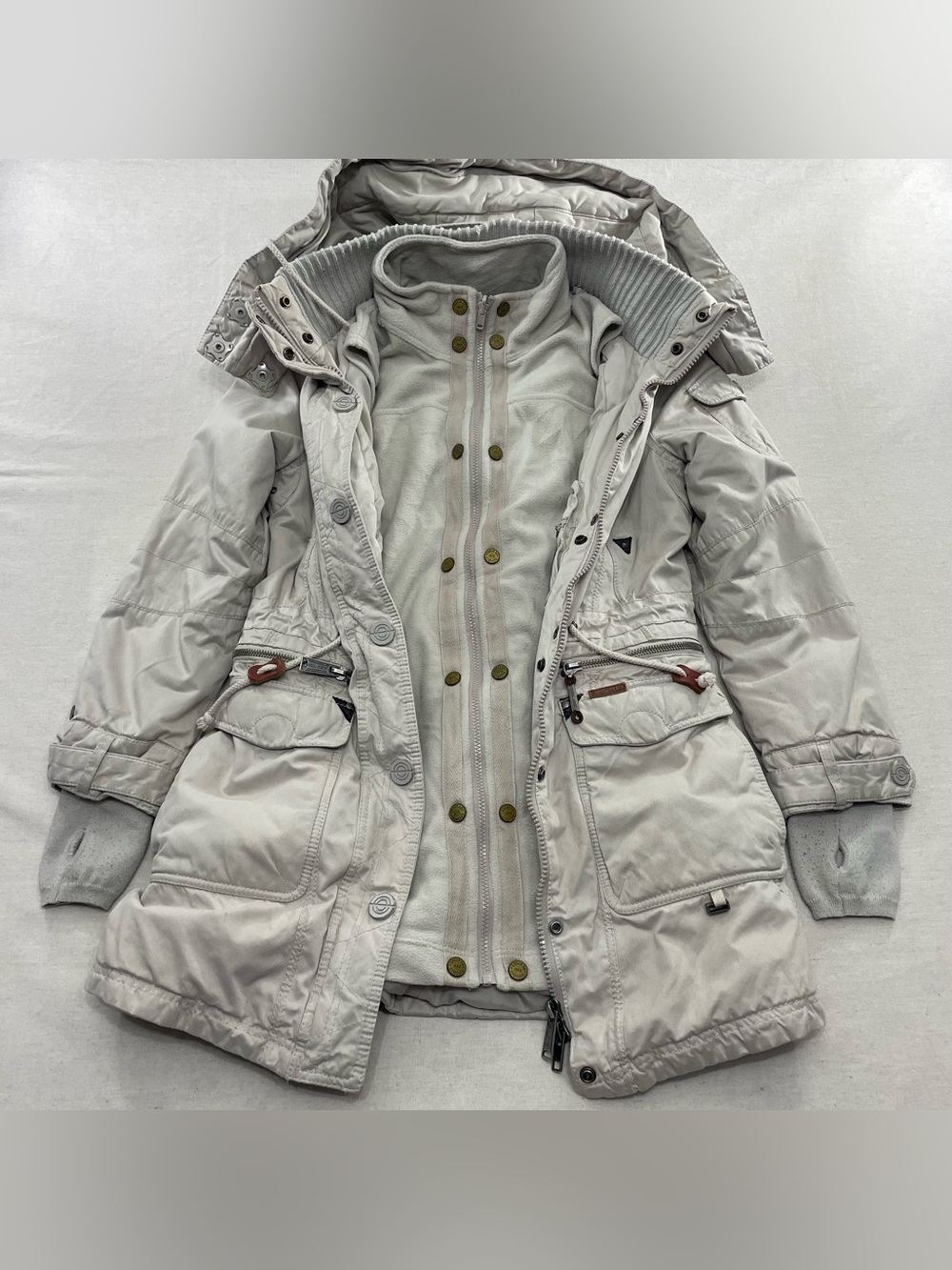 The Khujo Brand THYRA Jacket Parka Winter Size XL Removeable Hood With Vest Y2K